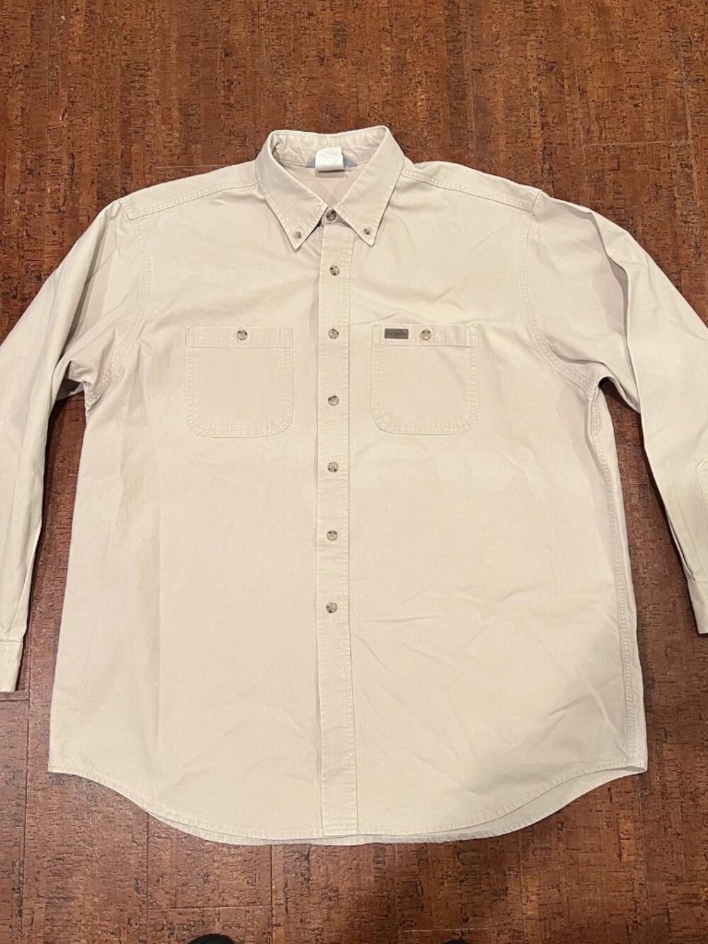 Carhartt Rugged Outdoor Wear Men’s XL Khaki Beige Long Sleeve Button Down Shirt